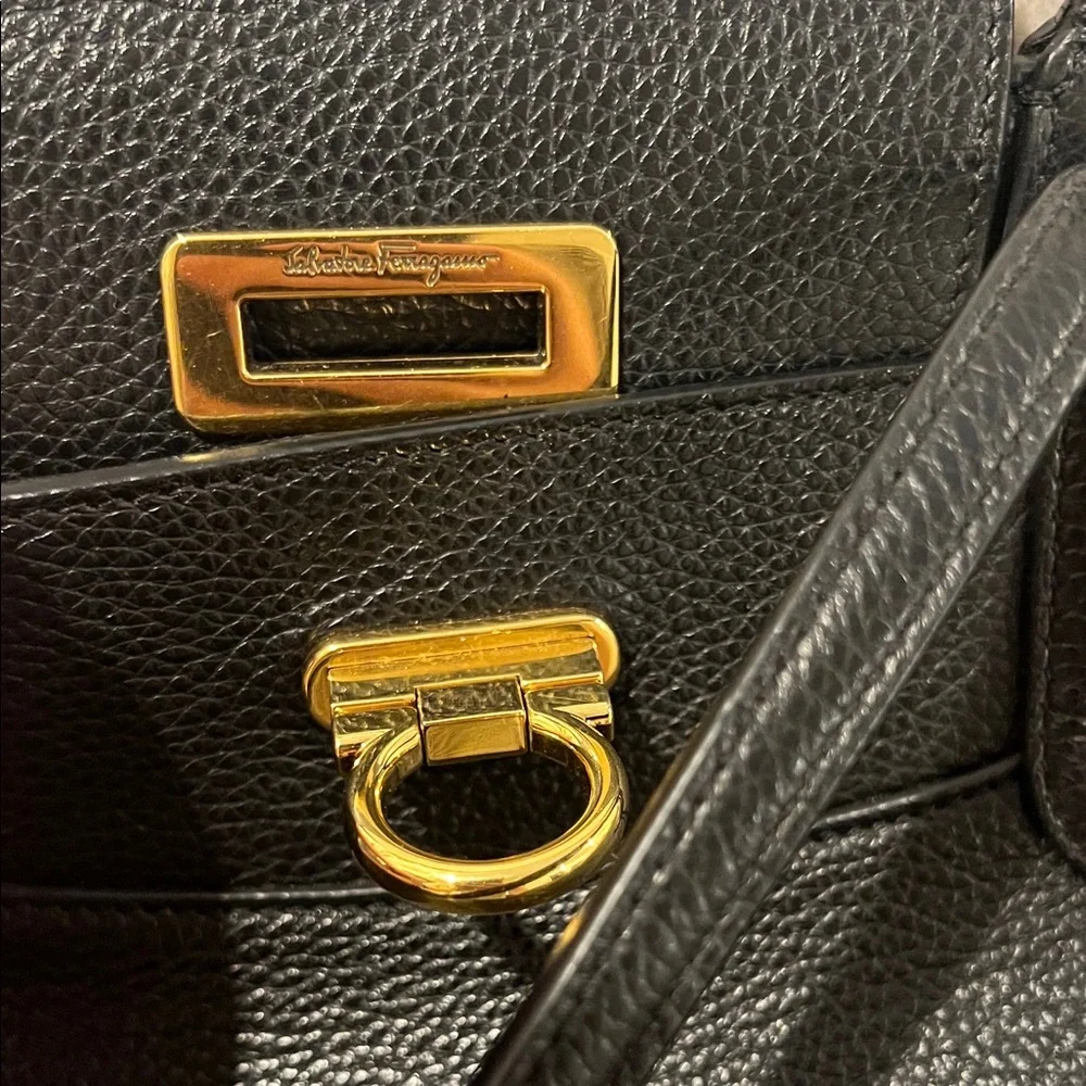 Salvatore Ferragamo Black Leather Tote Bag - Picture 11 of 14